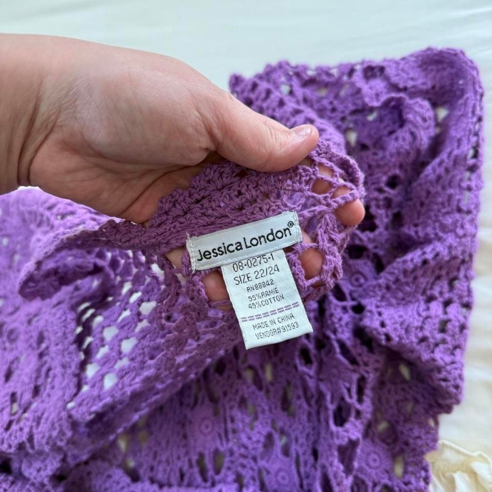 purple crochet cardigan Y2K jessica london size 22 purple crochet cardigan - Picture 4 of 5